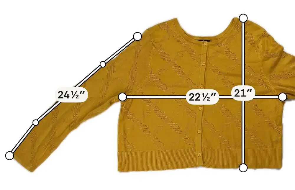 Jason Wu Women's Cropped Yellow Diamond Pattern Pointelle Knit Cardigan XL